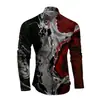 Camisa Estampada de Manga Larga para Hombre de Primavera y Otoño, Moda Masculina Ajustada Ropa Masculina Transfronteriza Camisa de Manga Larga con Estampado Digital