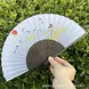 Leque Dobrável Estilo Antigo Transfronteiriço para o Verão, Estilo Chinês, Hanfu, Cheongsam, Leque Pequeno Dobrável de Bambu Portátil para Mulheres