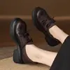 Mocasines de plataforma estilo británico retro para mujer, nueva colección otoño/invierno 2026, zapatos sin cordones con tacón grueso, punta redonda y diseño de patchwork