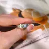 Anel de Prata Esterlina S925 Feminino Acabamento Escovado Nova Chinoiserie Pedra de Cristal Natural Peridoto Joia de Mão Estilo Quente Xiaohongshu