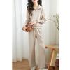 Conjunto Casual Texturizado de Duas Peças para Outono Novo Estilo Moletom Simples com Lapela Cintura Elástica Fato Fashionável Estilo Ocidental para Mulheres