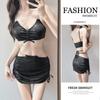 Traje de Banho Feminino Biquíni Corrente de Diamantes Pó de Glitter Push-Up Três Peças Emagrecedor Dividido Triângulo Resort Águas Termais Traje de Banho