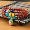 Lápis-lazúli senhoras pulseira de ágata vermelha contas de transferência mais ouro Pixiu nicho design diy contas de jade corda uma geração de cabelo