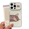 Funda de teléfono para pareja de gatos naranjas perezosos adecuada para Apple 17 Pro Max, linda para niñas, compatible con Huawei, Xiaomi, Vivo, con ventana de visualización grande