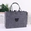 Bolsa de fieltro con diseño de oso lindo - Bolso de mano y de hombro reutilizable para uso diario