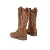 Botas vaqueras de estilo occidental para mujer de He Sui, botas de caballero vintage, botas largas de estilo étnico fino y botas cortas para invierno, primavera y verano