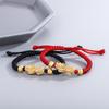 Pulseira de obsidiana banhada a ouro amarelo dos homens Pulseira da sorte do ano de nascimento dos homens pulseira de corda vermelha