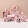 Bolsa Cosmética Transparente de PVC para Viaje Neceser de PU Mate Bolsa de Almacenamiento para Baño y Natación Bolsa de Almacenamiento de Gran Capacidad para Mujeres