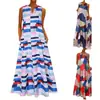 Primavera/Verano 2027 Ropa Femenina Transfronteriza Vestido de Amazon Holgado Retro Multicolor Talla Grande Estampado Cuello en V Sin Mangas Largo