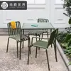 Conjunto de Mesa y Sillas Metálicas para Comedor en Terraza de Villa al Aire Libre, Conjunto de Mesa y Sillas para Patio de Ocio y Jardín, Conjunto de Mesa y Sillas de Té para Hotel y Restaurante
