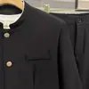 Chaqueta de Rendimiento Estilo Chino para Hombre Nueva Colección 2025 con Corte Holgado y Cuello Alto en Negro