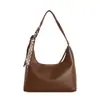 Outono/Inverno 2026 Nova Textura Cor Sólida Simples Tendência Bolsa de Ombro Único para Axila Bolsa de Mão Elegante Feminina de Ombro Único com Lenço de Seda