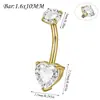 Anillos para Ombligo de Acero Inoxidable Galvanizado con Circonita Blanca Transfronterizos en Formas Cuadrada, Corazón y Gota con Joyería para Piercing de Rosca Interna