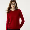 Camiseta básica de punto de cachemira, suéter de manga larga de color liso a la moda, simple y suave, cuello redondo cómodo para mujer, otoño e invierno