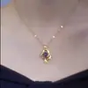 Collar en Forma de Corazón para Mujer, Lujo Ligero, Nicho, Sencillo y Moderno, Colgante de Corazón Morado, Cadena Versátil para la Clavícula, Accesorio para Transmisión en Vivo en Stock