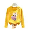 Camiseta de Manga Longa para Meninas Primavera e Outono 2026 Nova Moda Infantil, Camiseta Básica Estilosa, Top Fofo de Algodão Puro com Gola Redonda