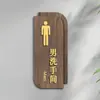 Señales Verticales de Baño Doble Cara para Hombres y Mujeres, Indicadores de Baño, Señales de Madera para Puerta de Baño de Hotel