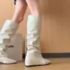Botas de Tacón Alto para Mujer 2026 Estilo Nuevo Versátiles para Personas Bajas que Aumentan la Altura Punta Cuadrada Arrugadas Caídas de Moda Botas Largas