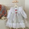 Vestido Princesa Outono Lolita Floral Estiloso de Manga Longa para Meninas, Novo Modelo 2026 para Bebês, Roupa Tendência de Outono