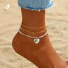 Tornozeleiras Europeias e Americanas, Estilo Praia Boêmio, Acessórios para Pés Personalizados, Metal Simples, Turquesa, Miçangas de Arroz, Strass, Argila Macia, Múltiplos Estilos