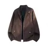Chaqueta de Cuero Sintético Tie-Dye Desgastada Estilo Retro Americano Suelta para Hombre Primavera Otoño Marca de Moda Oversize Solapa Chaqueta de Motociclista Ancha