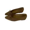 Zapatos Mary Jane de ante con lazo estilo francés para mujer, de corte bajo, para el otoño de 2026