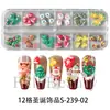 Beleza Total Transfronteiriça Novo 12 Grades Natal Desenho Animado Fofo Boneco de Neve Sino de Natal DIY Acessórios para Unhas