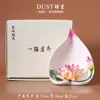 Haoshen Yuliansheng Portaincienso de Cerámica con Forma de Flor de Loto Adorno Flor de Porcelana Hecha a Mano Estilo Chino Sala de Estar Salón Budista Artesanía