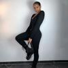 Comercio Exterior Europeo y Americano Otoño e Invierno 2023 Nuevo para Mujer Cuello Bajo Ajustado Manga Larga Cintura Alta Color Sólido Pantalones Deportivos Estilo 'Hot Girl'