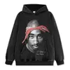 Camiseta de Manga Corta con Estampado 2PAC Tupac Europeo y Americano Marca de Moda Streetwear Americano Holgada Oversize Unisex Venta al por Mayor