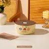 Tazón de Cerámica de Grado Alimenticio con Tapa, Juego de Tres Piezas, Lonchera para Microondas, Caja para Frutas, Tazón para Fideos Instantáneos, Caja de Regalo, Regalo Souvenir