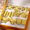 Pendientes de Corazón Geométricos de Moda de Oro de 18K de Venta Caliente Transfronteriza Pendientes de Girasol de Diseño Sencillo y de Nicho Personalizados