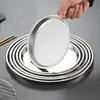Plato Redondo de Acero Inoxidable 304 Estilo Coreano Plato Escurridor para Tempura Bocadillos Plato para Fruta Estilo Occidental Plato Multifuncional para Barbacoa con Escurridor Plato para Cena