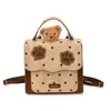 Mochila Estilo Doce e Fofa para Mulheres 2026 Nova Versátil Urso Poá Bolsa Escolar Leve para Passeio de Outono/Inverno Bolsa de Viagem