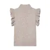 Venta al por mayor transfronteriza Primavera 2026 Nueva Moda Femenina Estilo Europeo y Americano Chaleco de Punto Suave sin Mangas de Cuello Alto para Mujer Gris