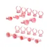 Tatuaje Color Anillo Rosa Taza Taza Color Blanco Color Taza Anillo de Seno Injerto Pegamento para Pestañas Postizas Soporte de Anillo de Plástico
