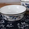 Juego de Tazones de Porcelana Azul y Blanco Fabricante Mayorista Vajilla Esterilizada Engrosada Platos Tazones Tazas con Color Bajo Esmalte Soportes para Vajilla Hecho a Medida Diseño Simple