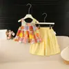 Traje de Pierna Ancha Colorido de Moda Estilo Coreano de Verano Nuevo para Niñas