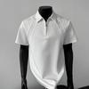Camiseta Popular de Algodão com Amônia Líquida, Gola Meio Zíper, Manga Curta, Masculina, Gola do Ombro Direito, Camiseta com Gola Lapela de Algodão Espacial