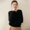 Suéter 100% Cachemira Pura 2025 Nuevo Otoño e Invierno para Mujer Tejido Base Cuello Redondo Doble Hilo Engrosado Top Versátil
