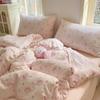Conjunto de Quatro Peças de Fio Plissado de Paina Yun Gan Cobertura de Colcha Dupla para Dormitório Estudantil Conjunto de Três Peças de Roupa de Cama Doméstica Lençol