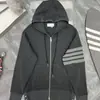 Tienda de Fábrica Versión de Gama Alta Sudadera con Capucha de Manga Larga con Patrón de Waffle y Cuatro Rayas Mejorada para Primavera y Otoño para Hombres y Mujeres
