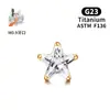 Brincos de Estrela de Cinco Pontas de Zircônia de Alta Qualidade em Liga de Titânio F136 Cabeça de Reposição G23 Piercing de Orelha, Lábio, Joias DIY
