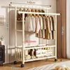 Perchero de pie para dormitorio, uso doméstico, perchero de doble barra engrosada, perchero simple, estante de almacenamiento de ropa