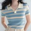 Camiseta Polo Blanca de Manga Corta con Cuello de Polo para Mujer, Nuevo Top de Primavera 2026 de Nicho Único e Impresionante para Verano