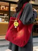 Bolso de Invierno de Pana Bordado, Moderno y Versátil, Nuevo Modelo 2026, Perro, Casual, Estudiante, Tote, Bolso de Hombro