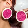 Joyería de Estilo Europeo y Americano, Pendientes de Girasol de Rafia Hechos a Mano, Pendientes Grandes Exagerados de Flor, Joyería de Estilo Festivo al por Mayor