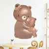 Br0389E Urso Fofo Abraçando Estilo Desenho Animado Adesivo de Parede Autoadesivo Dia das Mães Quarto das Crianças Decoração de Jardim de Infância
