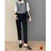 Textura Delicada, Forro de Felpa, Cálidos y Versátiles, Pantalones Cigarrillo Negros Clásicos Básicos, Jeans, Pantalones Rectos, Aspecto Adelgazante 1017