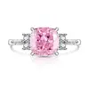 Anillo Cuadrado Grueso de Gema de Color con Corte Flor de Hielo, Venta Caliente Transfronteriza Europea y Americana, Anillo de Diamante de Alto Carbono Moderno y Sencillo, Transmisión en Vivo de Tiktok